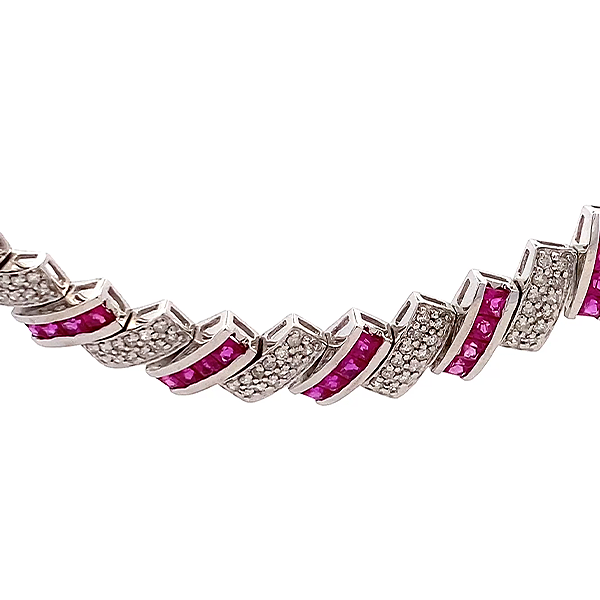 K18WG ルビー ダイヤモンド ネックレス 13ct 3.25ct