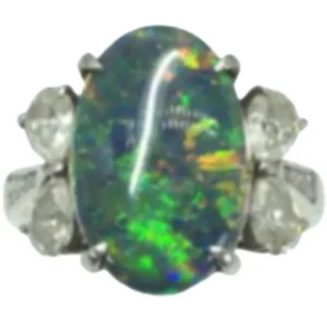 Pt･Pm900 ブラックオパール・ダイヤモンド リング 4.15 ct D1.3 ct