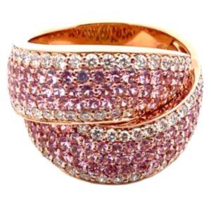 K18 ピンクサファイア・ダイヤモンド リング 2・1ct