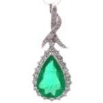 Pt900K14WG コロンビア産エメラルド・ダイヤ モンドネックレスペンダントトップ E11.44 ct D2.96・0.31 ct