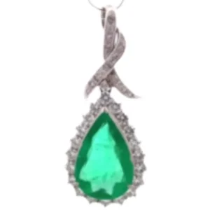 Pt900K14WG コロンビア産エメラルド・ダイヤ モンドネックレスペンダントトップ E11.44 ct D2.96・0.31 ct
