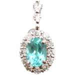 K18WG パライバトルマリン・ダイヤモンド ネックレス/ペンダントトップ 0.98・0.48ct