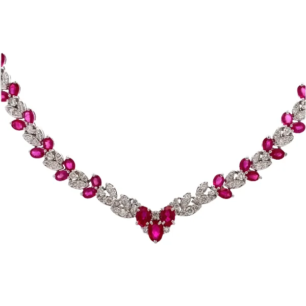 K18WG ルビー・ダイヤモンド ネックレス/ペンダントトップ 10・D2.2ct
