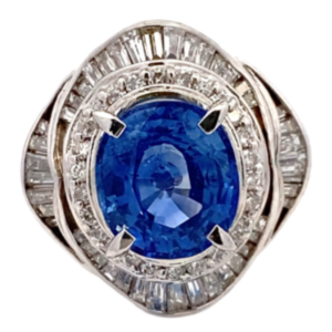 Pt･Pm900 スリランカ産ブルーサファイア・ダイヤモンド リング 6.1・1.54ct