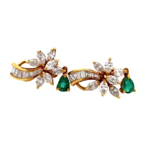 K18 エメラルド・ダイヤモンド ピアス/イヤリング 0.62・2 ct