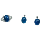 Pt･Pm900 アパタイトキャッツアイ・ダイヤモンド セット 4.85・3.93・3.85 ct D0.11・D0.11 ct