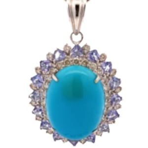 K18WG ターコイズ・多色石 ネックレス/ネックレストップ 1.93・1.38 ct