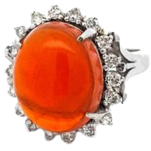 Pt･Pm900 ファイヤーオパール・ダイヤモンド 6.22・D0.36ct