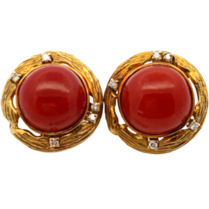 K18 サンゴ・ダイヤモンド ピアス/イヤリング 0.16・0.16ct