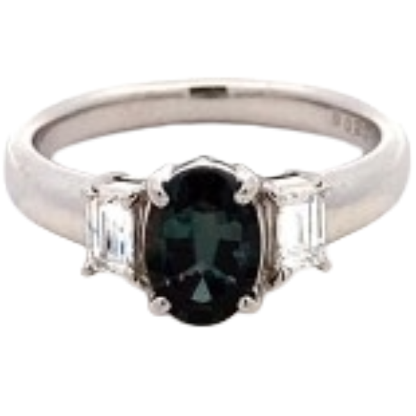 Pt900 アレキサンドライト・ダイヤモンド リング 1.1 ct 0.23 ct