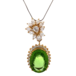 K18 ペリドット・ダイヤモンド ネックレス/ネックレストップ 18.77 ct 2.03・1.32 ct