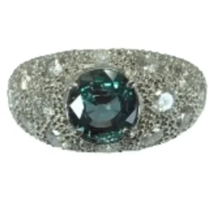 Pt･Pm900 インド産アレキサンドライト・ダイヤモンド リング 2.037 ct D1.07 ct