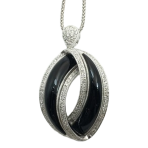 K18/K18WG オニキス・ダイヤモンド ネックレス/ペンダントトップ 1.05 ct