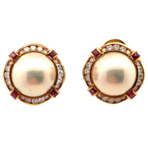 K18 マベパール・多色石 ピアス/イヤリング R0.57・D1.01ct