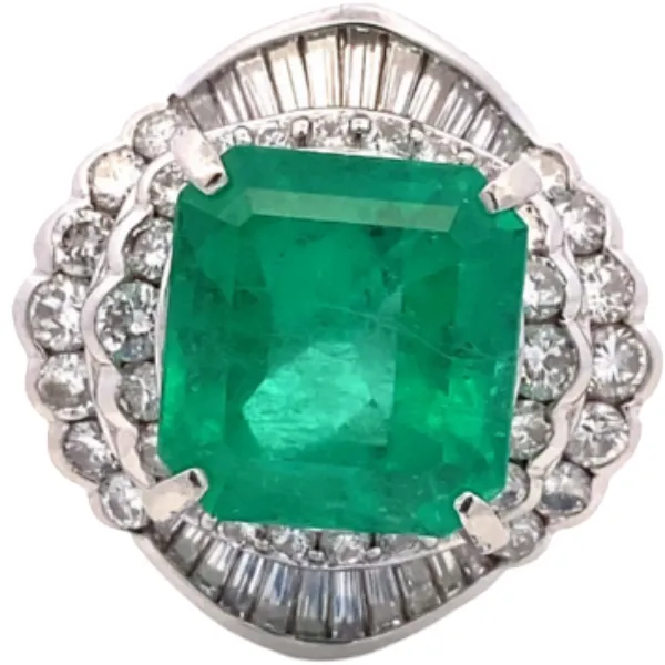 Pt・Pm900 コロンビア産エメラルド・ダイヤモンド リング 8.31・D2.08ct