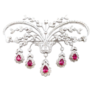 K18 ルビー・ダイヤモンド ブローチ R1.58・D1.37ct