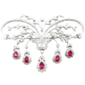 K18 ルビー・ダイヤモンド ブローチ R1.58・D1.37ct