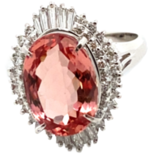 Pt･Pm900 インペリアルトパーズ・ダイヤモンド リング 4.51・0.55ct