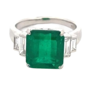 Pt･Pm900 コロンビア産エメラルド・ダイヤモンド リング 4.48 ct D0.84 ct