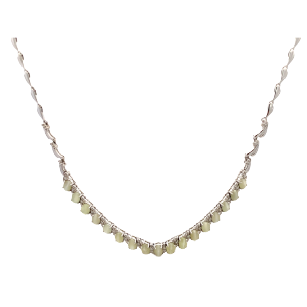 K18WG クリソベリルキャッツアイ・ダイヤモンド ネックレス/ペンダントトップ 8.35・D1.00ct