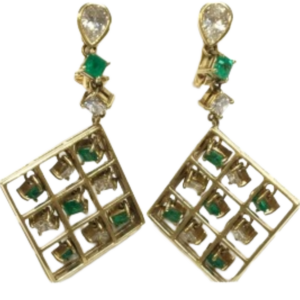 K18 エメラルド・ダイヤモンド ピアス/イヤリング 1.73・D1.6 ct