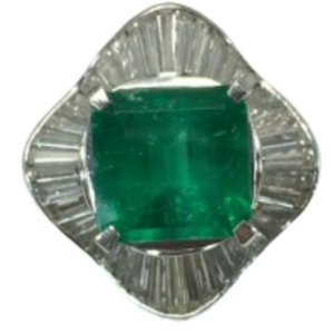 Pt･Pm900 コロンビア産エメラルド・ダイヤモンド リング 4.55 ct D1.78 ct