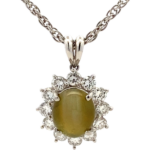 Pt850/Pt900 クリソベリルキャッツアイ・ダイヤモンド ネックレス/ペンダントトップ 4.87・D1.18ct買取の参考価格