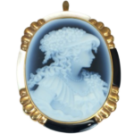 K18 カメオ・シェル・オニキス ブローチ