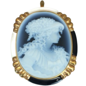 K18 カメオ・シェル・オニキス ブローチ