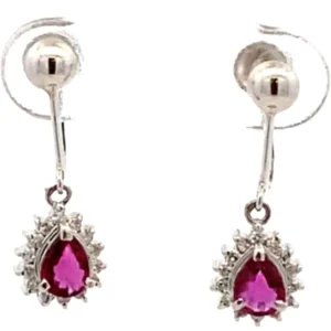 Pt･Pm900 ルビー・ダイヤモンド ピアス/イヤリング 0.30・0.11・0.24・0.11ct