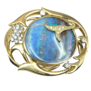 Pt900/K18[Kﾒｲﾝ] オパール・ダイヤモンド ブローチ 31.36 ct 0.6 ct