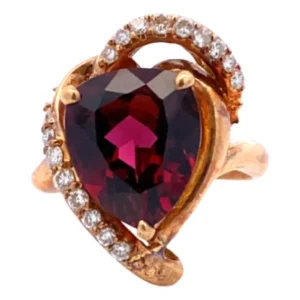 K18 ロードライトガーネット・ダイヤモンド リング 5.19・0.28ct