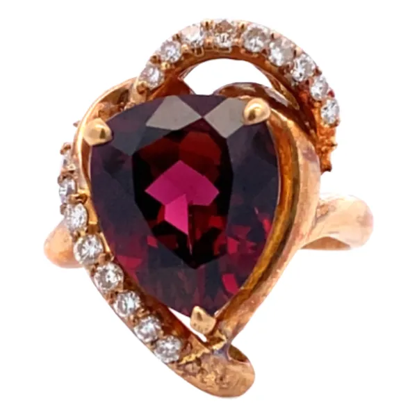 K18 ロードライトガーネット・ダイヤモンド リング 5.19・0.28ct