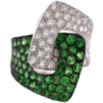 K18 グリーンガーネット・ダイヤモンド リング