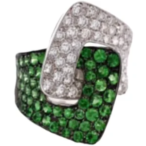 K18 グリーンガーネット・ダイヤモンド リング