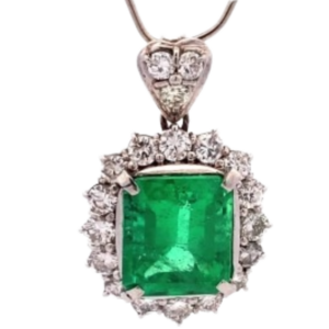 Pt･Pm900 コロンビア産エメラルド・ダイヤモンド ネックレス/ペンダントトップ E7.1 ct D1.96 ct