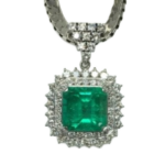 Pt850/Pt900 コロンビア産エメラルド・ダイヤモンド ネックレス/ペンダントトップ 8.84 ct 3.11 ct