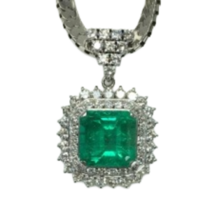 Pt850/Pt900 コロンビア産エメラルド・ダイヤモンド ネックレス/ペンダントトップ 8.84 ct 3.11 ct