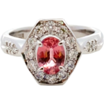 Pt900 パパラチアサファイア・ダイヤモンド リング S0.811・D0.381ct