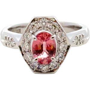 Pt900 パパラチアサファイア・ダイヤモンド リング S0.811・D0.381ct