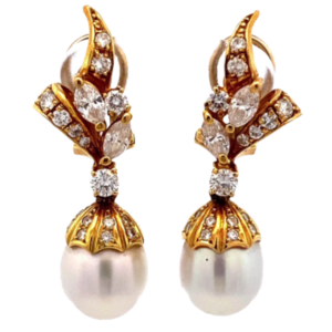 K18 パール・ダイヤモンド ピアス/イヤリング