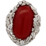 Pt・Pm900 サンゴ・ダイヤモンド リング 0.35ct買取の参考価格