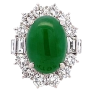 Pt･Pm900 翡翠・ダイヤモンド リング 8.22 ct 2.21 ct