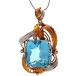 Pt900/K18[Kﾒｲﾝ] アクアマリン・ダイヤモンドネックレス/ネックレストップ 19.93 ct 0.13 ct