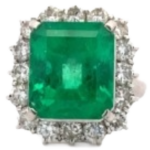 Pt・Pm900 コロンビア産エメラルド・ダイヤモンド リング 9.17 ct D1.98 ct