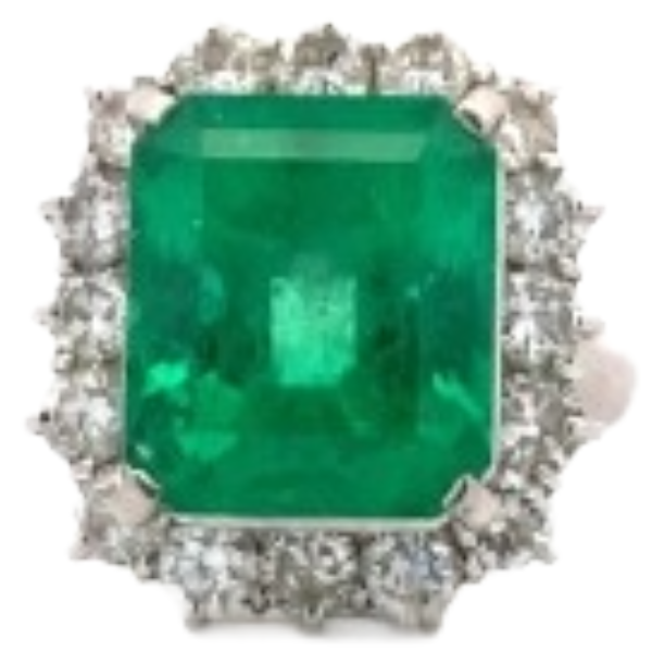Pt・Pm900 コロンビア産エメラルド・ダイヤモンド リング 9.17 ct D1.98 ct