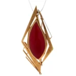 K18Pt[Kメイン] サンゴ・ダイヤモンド ブローチ 0.09 ct