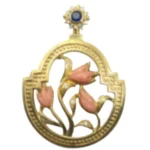 K18 サファイア・シェル・サンゴ・ダイヤモンド ネックレス/ペンダントトップ S0.30・D0.17 ct