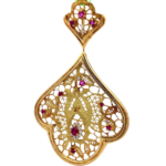 K18 ルビー・ダイヤモンド ブローチ R0.55・R1.16・D0.33ct