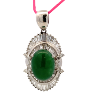 Pt･Pm900 翡翠・ダイヤモンド ネックレス/ペンダントトップ 7.57D2.28ct
